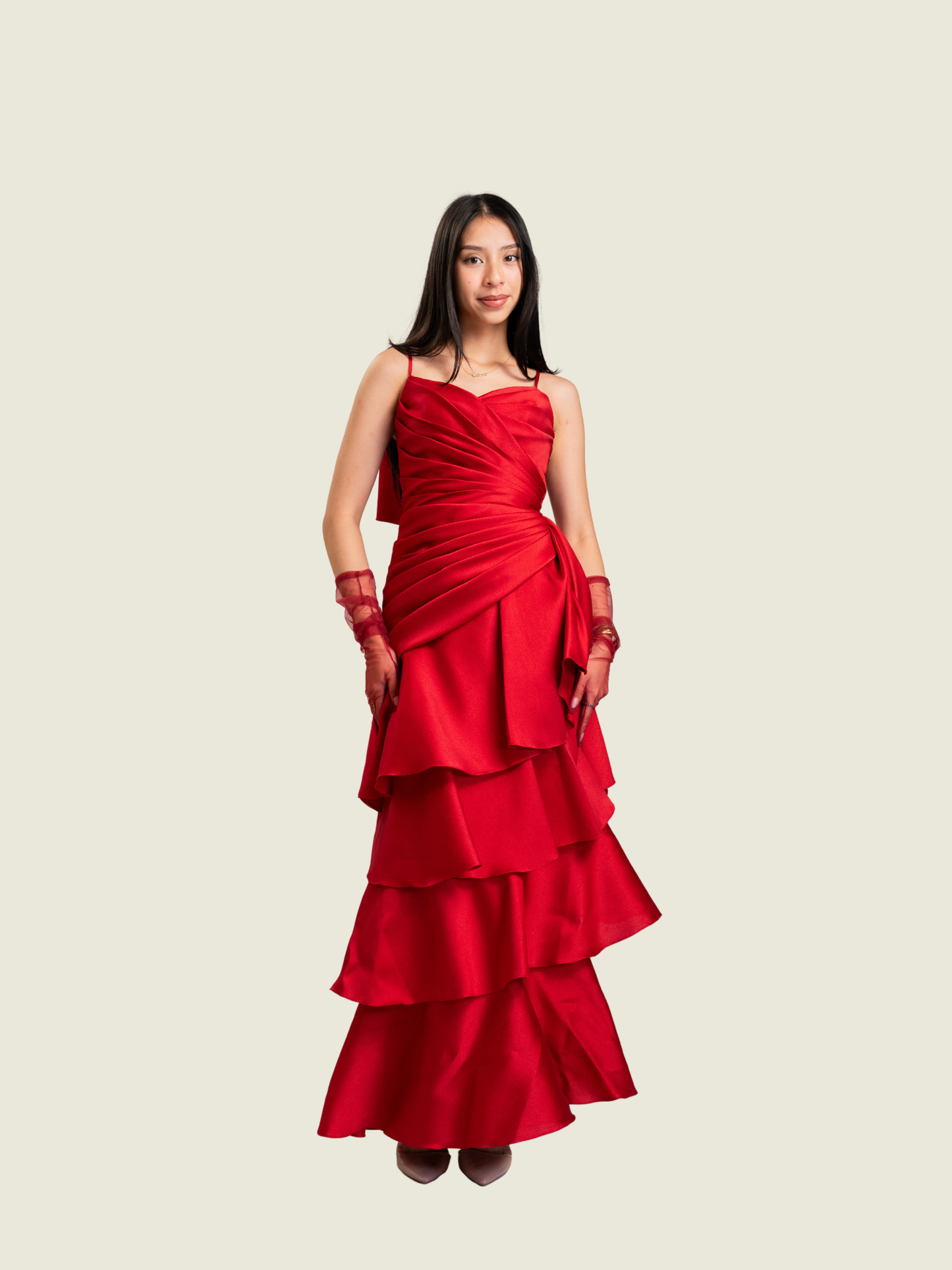 Zia Wycoco Custom Made Gown with Tulle Gloves