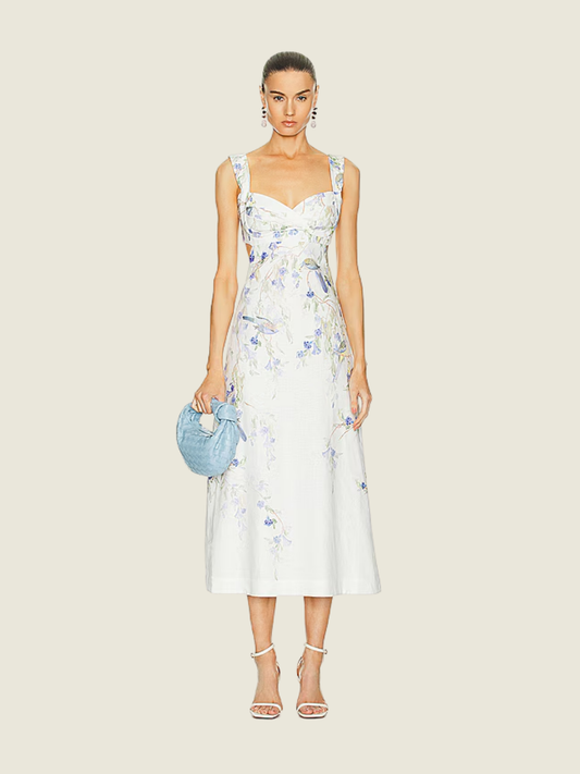 Zimmermann Natura Blue Birds Midi Dress