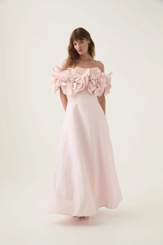 Aje Etta Floral Midi Dress in Light Pink