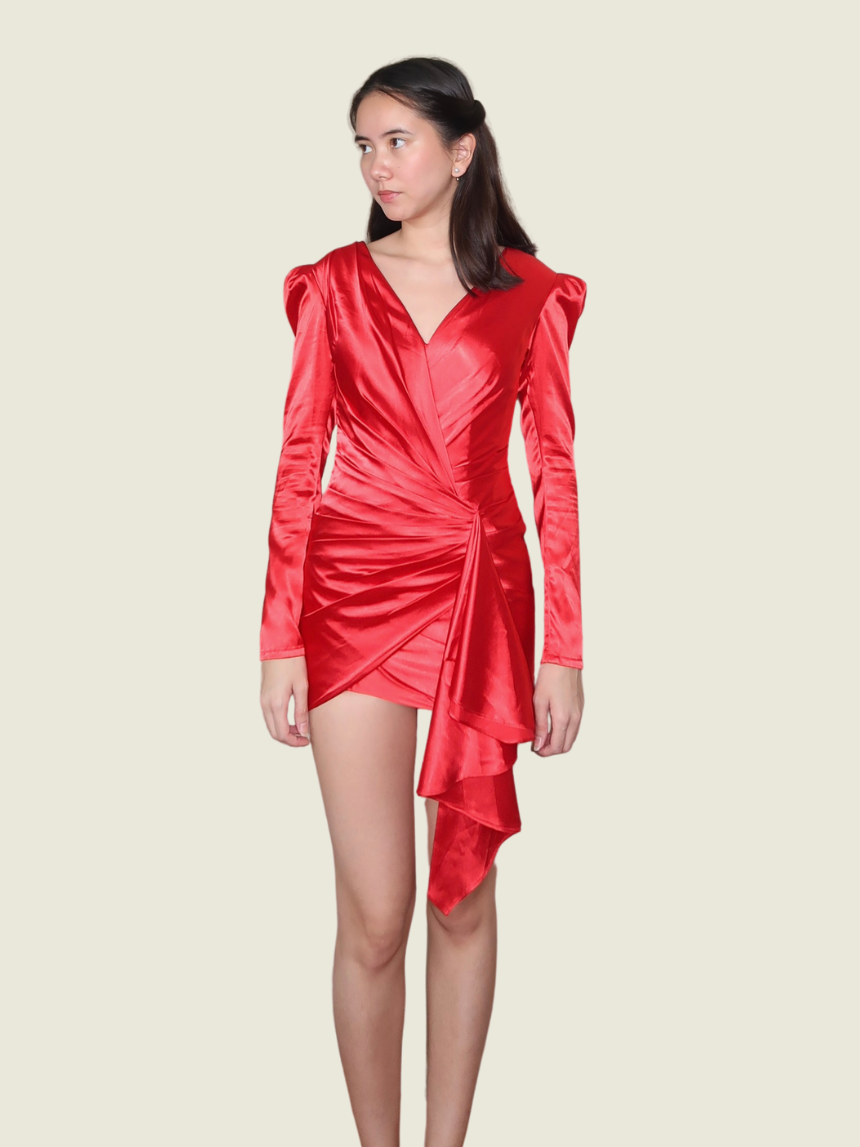 Chynna Mamawal Red Mini Long Sleeve Dress